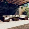 vidaXL 11 Piece Garden Lounge Set with Cushions Brown Poly Rattan