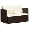 vidaXL 2 Seater Garden Sofa with Cushions Brown Poly Rattan