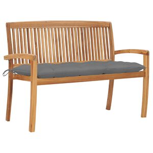 vidaXL Stacking Garden Bench with Cushion 128,5 cm Solid Teak Wood