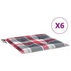 vidaXL Garden Chair Cushions 6 pcs Red Check Pattern 40x40x4 cm Oxford Fabric