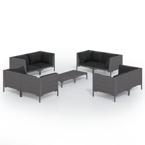 vidaXL Garden Lounge Set | Dark Grey | Powder-coated steel | Large | Seats Many
