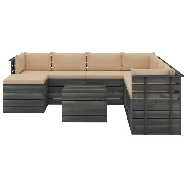 vidaXL 9 Piece Garden Pallet Lounge Set with Cushions Solid Pinewood
