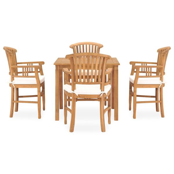 vidaXL 5 Piece Garden Dining Set with Cushions Solid Teak Wood