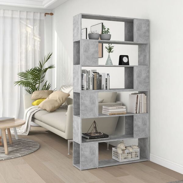 vidaXL Book Cabinet Room Divider Concrete Grey 100x24x188 cm