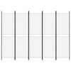 vidaXL 5-Panel Room Divider White 250x180 cm Fabric