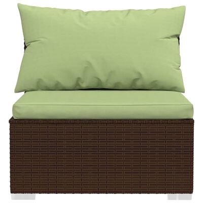 vidaXL 10 Piece Garden Lounge Set with Cushions Poly Rattan Brown