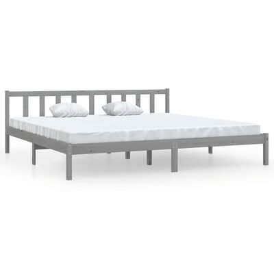 vidaXL Bed Frame without Mattress Grey Solid Wood 200x200 cm