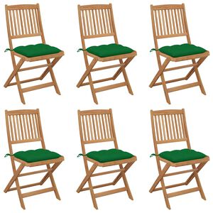 vidaXL Folding Chairs 6 pcs with Cushions Solid Acacia Wood