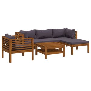 vidaXL Wooden Lounge Set | Dark Grey | Solid Acacia wood, 100% Polyester