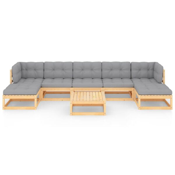 vidaXL 8 Piece Garden Lounge Set with Cushions Solid Pinewood