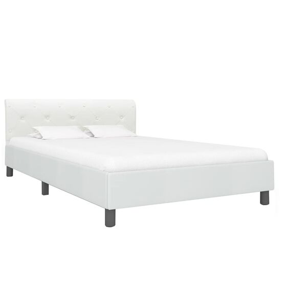 vidaXL Bed Frame without Mattress White Faux Leather 140x200 cm