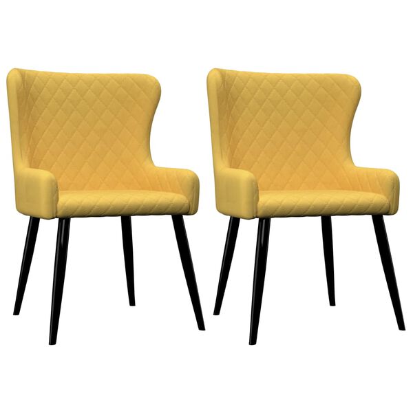 vidaXL Dining Chairs 2 pcs Yellow Fabric