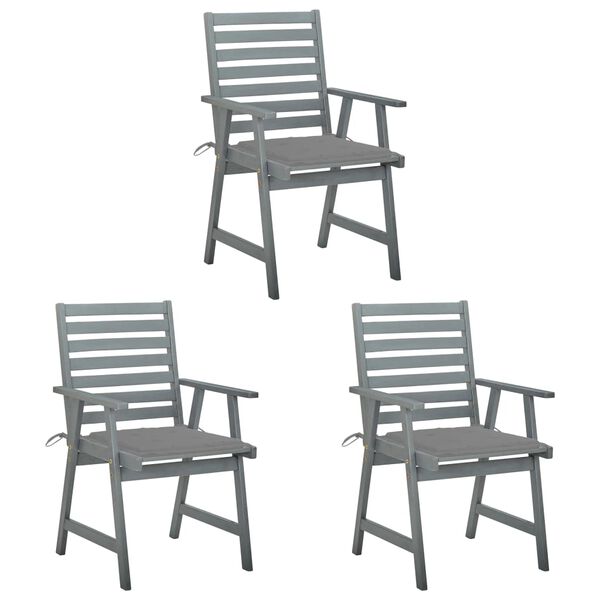 vidaXL Outdoor Dining Chairs with Cushions 3 pcs Solid Acacia Wood