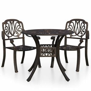 vidaXL 3 Piece Bistro Set Cast Aluminium Bronze