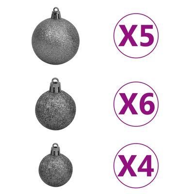 vidaXL Artificial Pre-lit Christmas Tree with Ball Set Pink 150 cm PVC