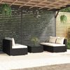 vidaXL 5 Piece Garden Lounge Set with Cushions Poly Rattan Black