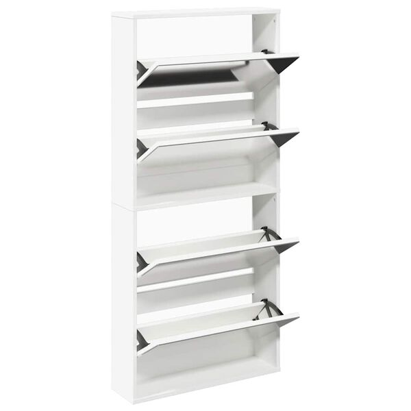 vidaXL Shoe Cabinet 4-Layer Mirror White 63x17x134 cm