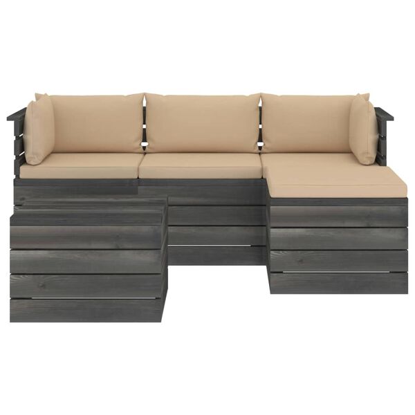vidaXL 5 Piece Garden Pallet Lounge Set with Cushions Solid Pinewood