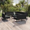 vidaXL 12 Piece Garden Lounge Set with Cushions Poly Rattan Black