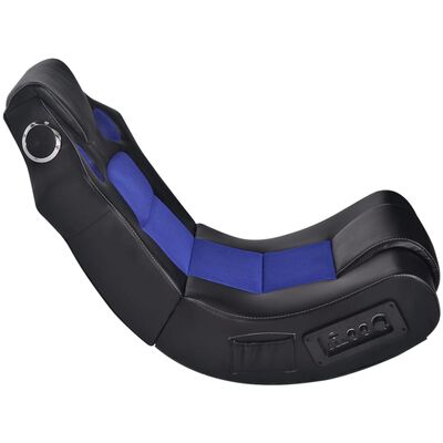 vidaXL Music Rocking Chair Artificial Leather Black Blue