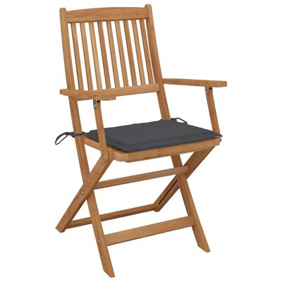 vidaXL Folding Outdoor Chairs with Cushions 8 pcs Solid Wood Acacia