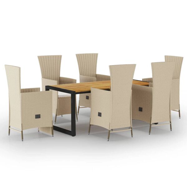 vidaXL 7 Piece Garden Dining Set Beige