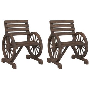 vidaXL Garden Chair | Set of 2 | Burnt wood | Solid fir wood | Standard