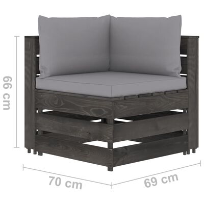 vidaXL 5 Piece Garden Lounge Set with Cushions Grey Impregnated Wood
