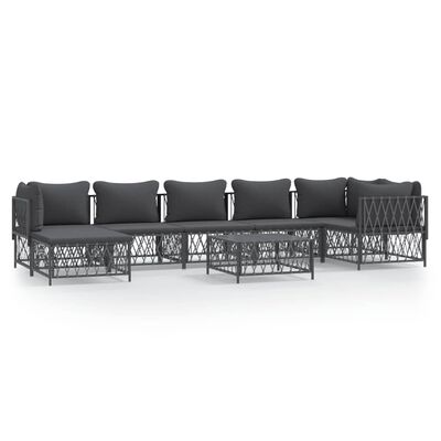 vidaXL 8 Piece Garden Lounge Set with Cushions Anthracite Steel