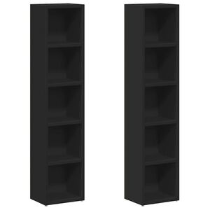 vidaXL Cd Cabinet | Set of 2 | Black | Engineered wood | 93.5 cm | Cd Cabinet