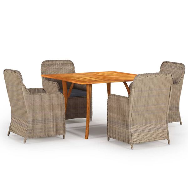 vidaXL 5 Piece Garden Dining Set Brown