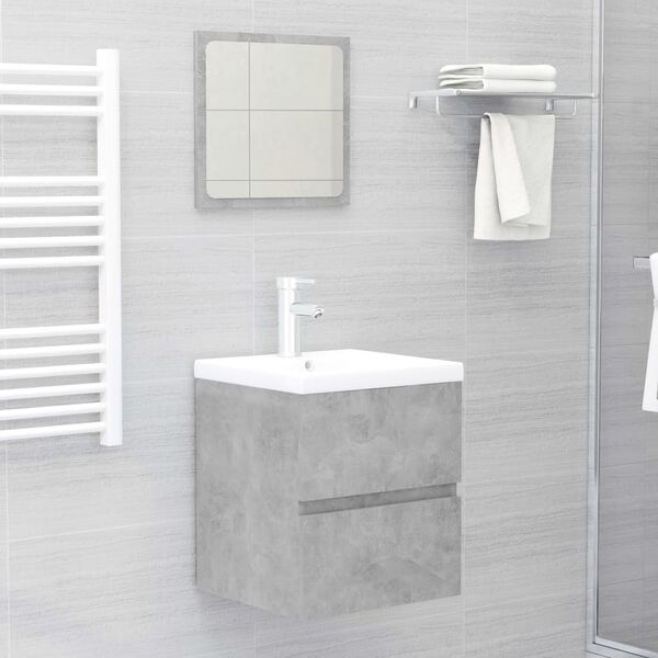 vidaXL Bathroom Furniture Set Concrete Grey Engineered Wood