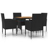vidaXL 5 Piece Outdoor Dining Set Poly Rattan Black