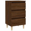 vidaXL Bed Cabinet with Solid Wood Legs Brown Oak 40x35x69 cm