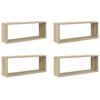 vidaXL Wall Cube Shelves 4 pcs Sonoma Oak 60x15x23 cm Engineered Wood