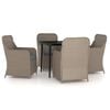 vidaXL 5 Piece Garden Dining Set with Cushions Brown