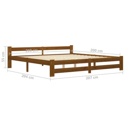 vidaXL Bed Frame without Mattress Honey Brown Solid Pine Wood 200x200 cm