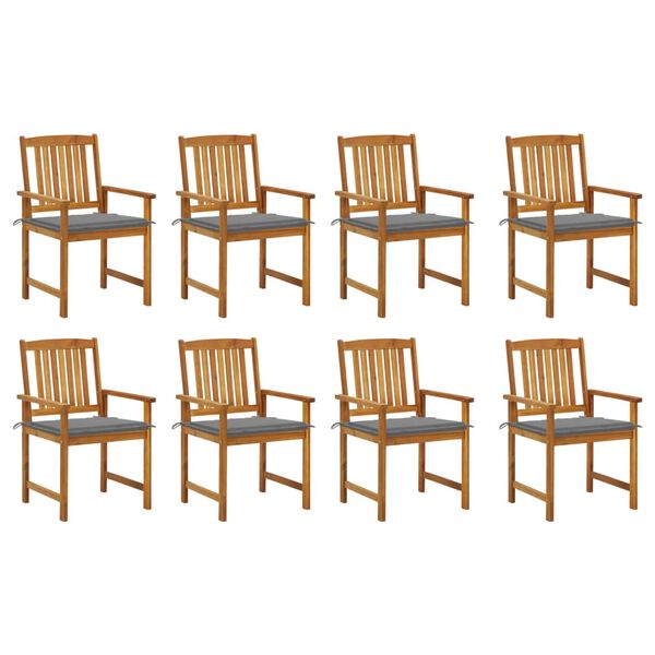 vidaXL Garden Chairs with Cushions 8 pcs Solid Acacia Wood