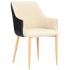 vidaXL Dining Chairs 2 pcs Black and Cream Fabric