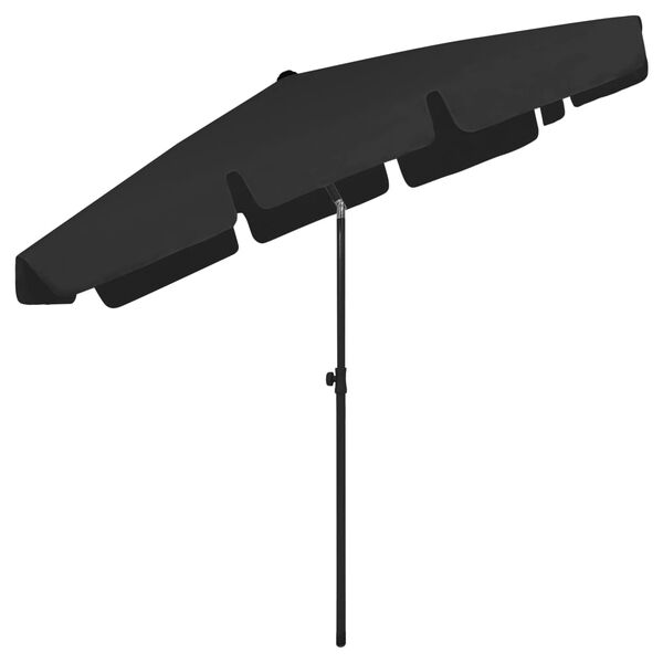 vidaXL Beach Parasol Black 200x125 cm
