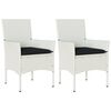 vidaXL Garden Chairs with Cushions 2 pcs White Poly Rattan