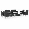 vidaXL 8 Piece Garden Lounge Set with Cushions Poly Rattan Black