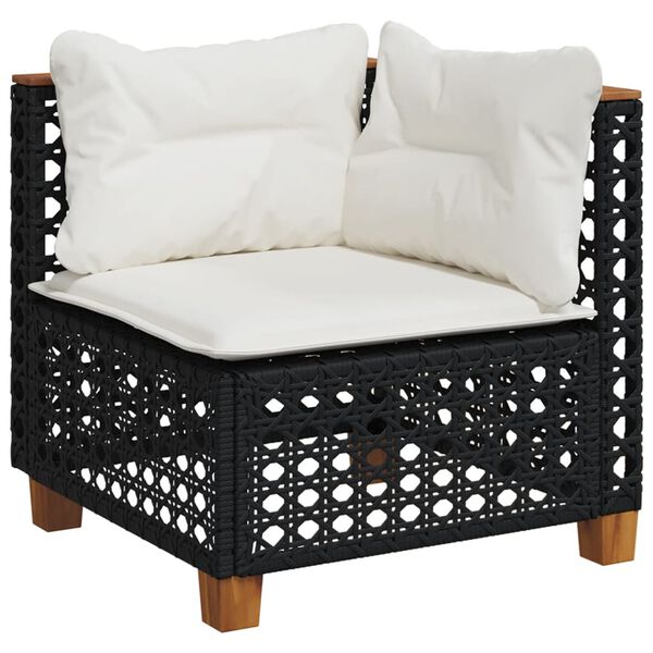 vidaXL 10 Piece Garden Sofa Set with Cushions Black Poly Rattan