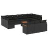 vidaXL 14 Piece Garden Sofa Set with Cushions Black Poly Rattan