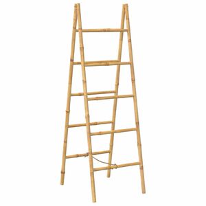 vidaXL Double Towel Ladder with 5 Rungs Bamboo 50x160 cm
