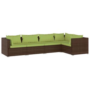 vidaXL Garden Lounge Set | Brown | PE rattan | 5 Piece | Modular