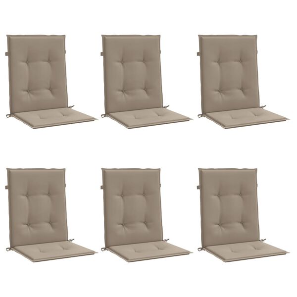 vidaXL Garden Lowback Chair Cushions 6 pcs Taupe 100x50x3 cm Oxford Fabric
