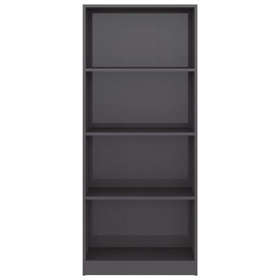 vidaXL 4-Tier Book Cabinet High Gloss Grey 60x24x142 cm Engineered Wood