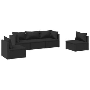 vidaXL Garden Lounge Set | Black | PE rattan, powder-coated steel, plastic
