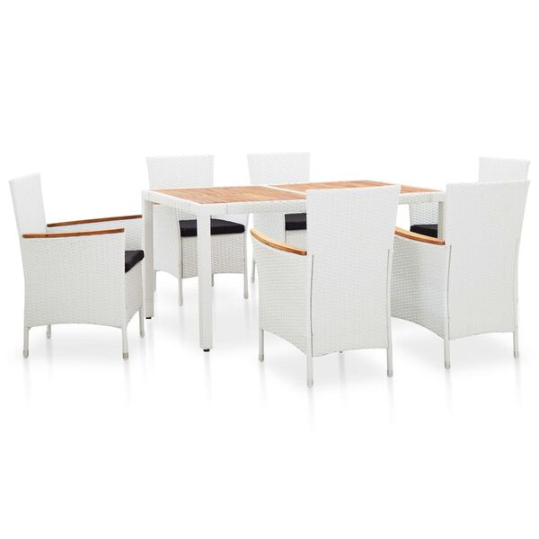 vidaXL 7 Piece Outdoor Dining Set Poly Rattan White